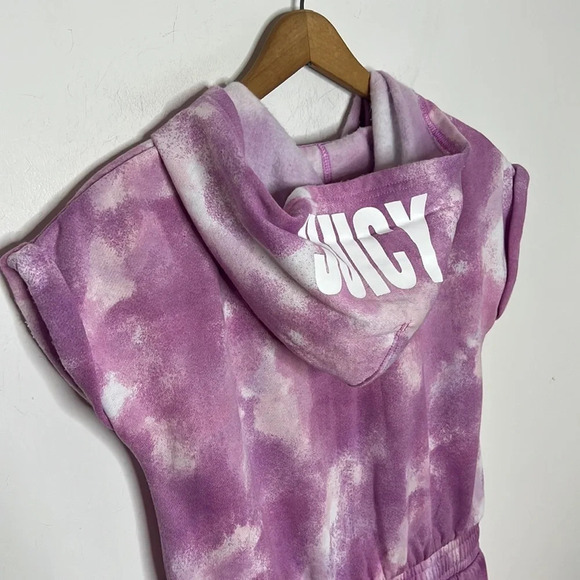 JUICY Couture Girls Tie Dye Hooded Loungewear Zip Up Cozy Jumpsuit Sweatsuit - Picture 6 of 10